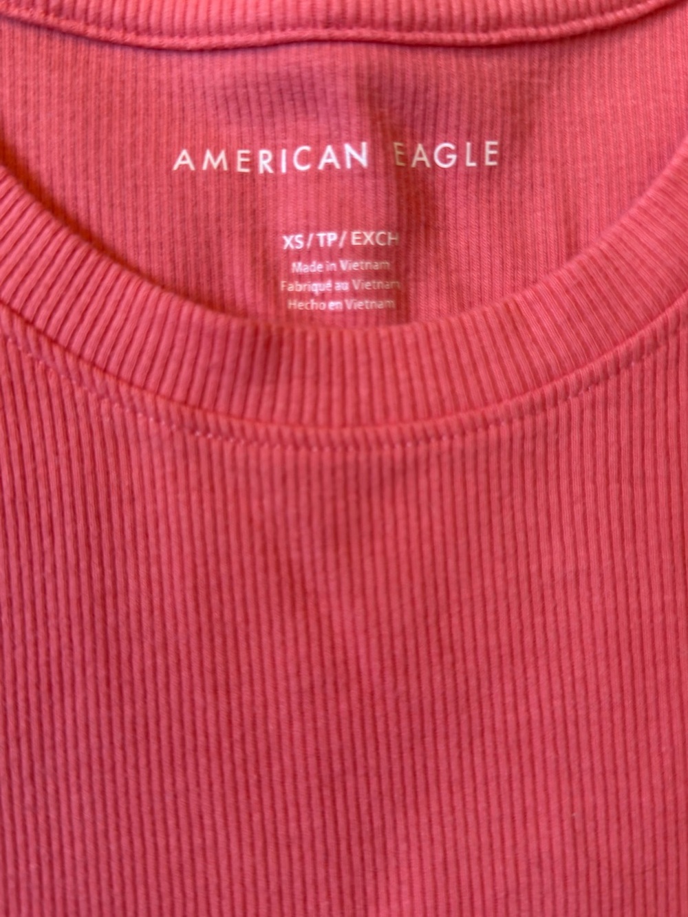 American Eagle Outfitters Women's Ribbed Crewneck Sweater - Coral Pink